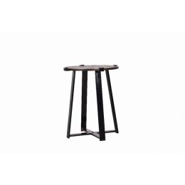 Spitiko Homes Side Table Walnut And Black  Powder Coat Metal (Pack of 1)