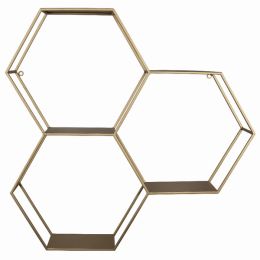 Gold Honeycomb Hexagon Wall Shelf (Pack of 1)