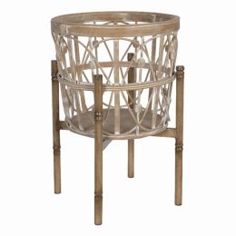 Boho Woven Bamboo Plant Stand (Pack of 1)