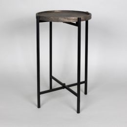 Mango Wood  & Iron End Table (Pack of 1)