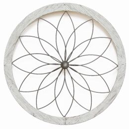 Flower Metal and Wood Art Deco Wall Decor (Pack of 1)