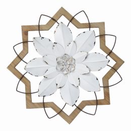 Metal Flower and Wood Frame (Pack of 1)