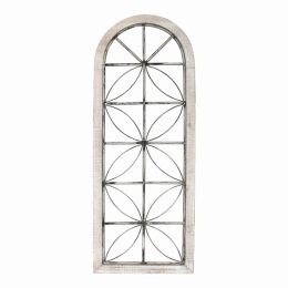 Distressed White Metal and Wood Window Panel (Pack of 1)