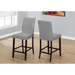 Two 40" Grey Leather Look Solid Wood and MDF Counter Height Dining Chairs (Pack of 1)