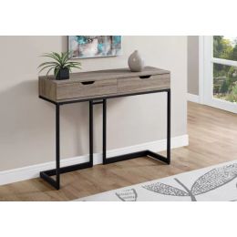 32" Dark Taupe Finish and Black Metal Accent Table (Pack of 1)