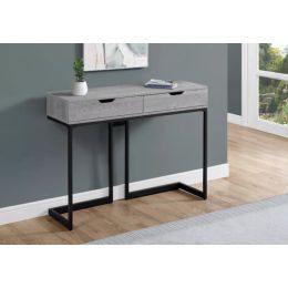 32" Grey Finish and Black Metal Accent Table (Pack of 1)