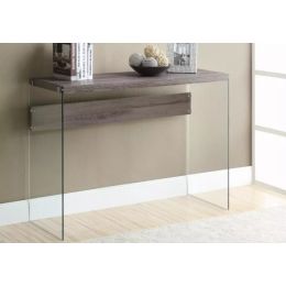 15.75" x 44" x 32" Dark Taupe Clear Particle Board Tempered Glass  Accent Table (Pack of 1)