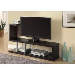 35.25" Cappuccino Particle Board Hollow Core and Silver Metal TV Stand (Pack of 1)