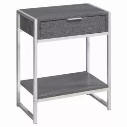 12.75" x 19.5" x 23.75" Grey Finish and Metal Accent Table (Pack of 1)