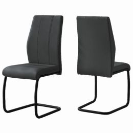 40.5" x 34.5" x 77.5" Grey Black Foam Metal Leather Look  Dining Chairs 2Pieces (Pack of 1)