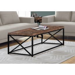 17" Reclaimed Wood Particle Board and Black Metal Coffee Table (Pack of 1)