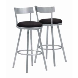 38" x 38" x 86" Silver  Black  Metal  Foam  MicroSuede  Barstool 2Pieces (Pack of 1)