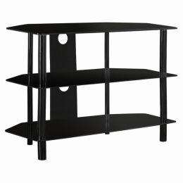 15.75" x 35.75" x 24" Black Metal Tempered Glass TV Stand (Pack of 1)