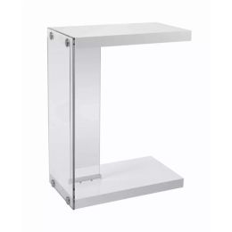 18.5" x 10.25" x 24.75" White Finish and Tempered Glass Accent Table (Pack of 1)