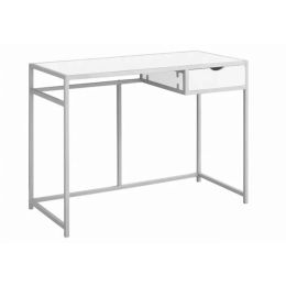 20" x 42.25" x 30" White Silver Mdf Metal  Computer Desk (Pack of 1)