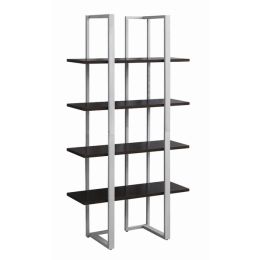 13.25" x 32" x 60" Cappuccino Silver Mdf Metal  Bookshelf (Pack of 1)