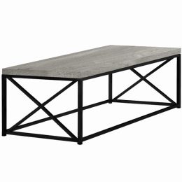 22" x 44" x 17" Grey  Black  Particle Board  Metal  Coffee Table (Pack of 1)