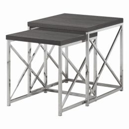 37.25" x 37.25" x 40.5" Grey Particle Board Metal  2Pieces Nesting Table Set (Pack of 1)