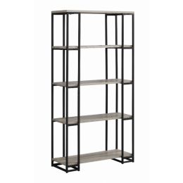 12.5" x 32" x 62" Dark Taupe Black Mdf Metal  Bookcase (Pack of 1)