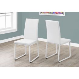 Two 38" White Leather Look Foam and Metal Dining Chairs (Pack of 1)