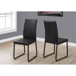 Two 38" Black Faux Leather and Metal Dining Chairs (Pack of 1)