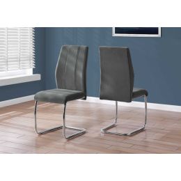 Two 77.5" Dark Grey Velvet Chrome Metal and Foam Dining Chairs (Pack of 1)