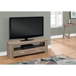 16.25" Dark Taupe Particle Board and Laminate TV Stand with 2 Storage Drawers (Pack of 1)