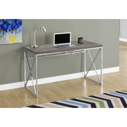 29.75" Dark Taupe Particle Board and Chrome Metal Computer Desk (Pack of 1)