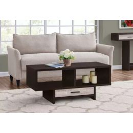 18" Cappuccino Particle Board and MDF Coffee Table with a Taupe Drawer (Pack of 1)