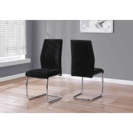 Two 77.5" Velvet Chrome Metal and Foam Dining Chairs (Pack of 1)