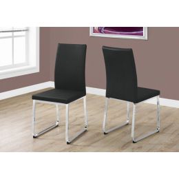 Two 39.5" Leather Look Foam and Chrome Metal Dining Chairs (Pack of 1)