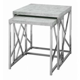 37.5" x 37.5" x 40.5" Grey Particle Board Metal 2Pieces Nesting Table Set (Pack of 1)