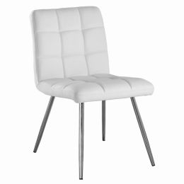 47" x 37" x 63" White Foam Metal Polyurethane Leather Look  Dining Chairs 2Pieces (Pack of 1)