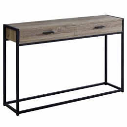 12" x 48" x 32" Dark Taupe Laminated Finish and Black Metal Accent Table (Pack of 1)