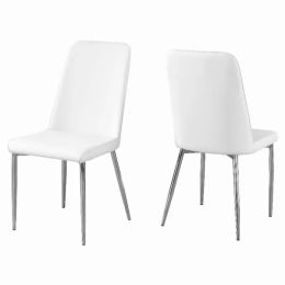 33" x 36" x 74" White Foam Metal Leather Look  Dining Chairs 2Pieces (Pack of 1)