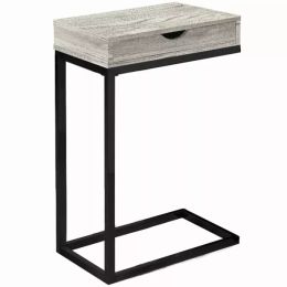 10.25" x 15.75" x 24.5" Grey Finish Drawer and Black Metal Accent Table (Pack of 1)