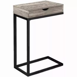 10.25" x 15.75" x 24.5" Taupe Finish Drawer and Black Metal Accent Table (Pack of 1)