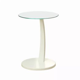 17.75" x 17.75" x 24" WhiteClear Particle Board Tempered Glass Accent Table (Pack of 1)