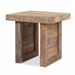 Solid Wood Butcher Block Style End or Side Table (Pack of 1)