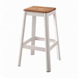 Contrast White and Natural Wood Bar Stool (Pack of 1)