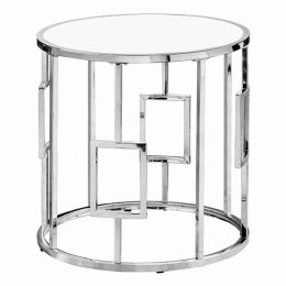 Chrome Metal with Tempered Glass Accent Table (Pack of 1)